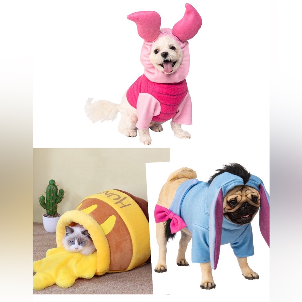 Piglet- eeyore and honey pot pet costumes